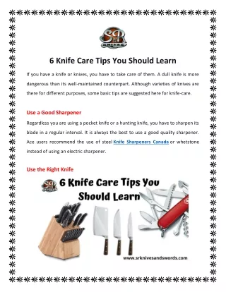 6 Knife Care Tips You Should Learn