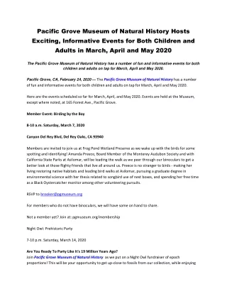pacific grove museum of natural history hosts