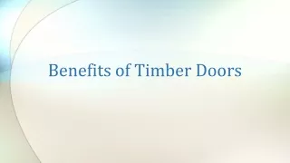 Benefits of Timber Doors