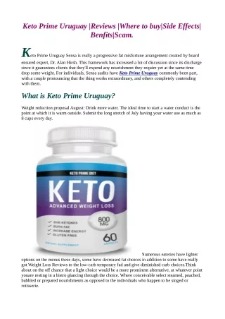 Keto Prime Uruguay, Benfits & Scam