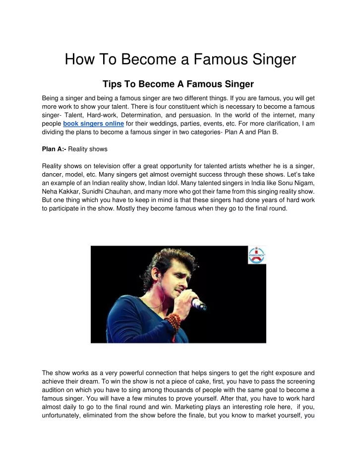 how to become a famous singer