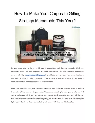How To Make Your Corporate Gifting Strategy Memorable This Year?