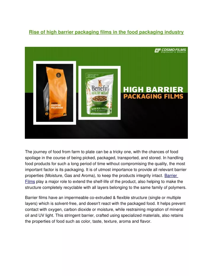 rise of high barrier packaging films in the food