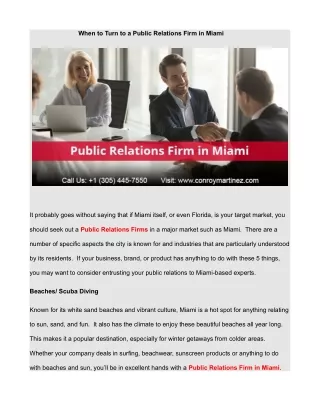 When to Turn to a Public Relations Firm in Miami