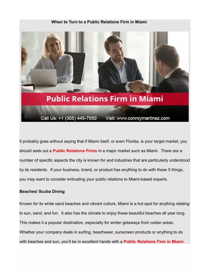 when to turn to a public relations firm in miami