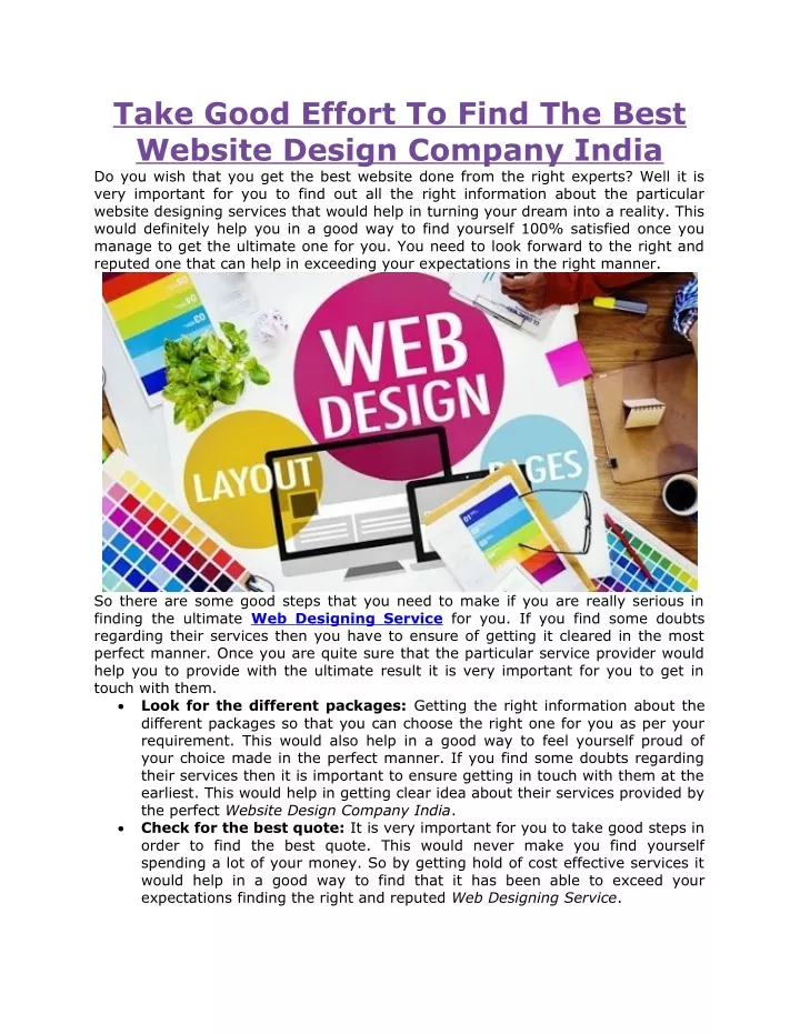 take good effort to find the best website design