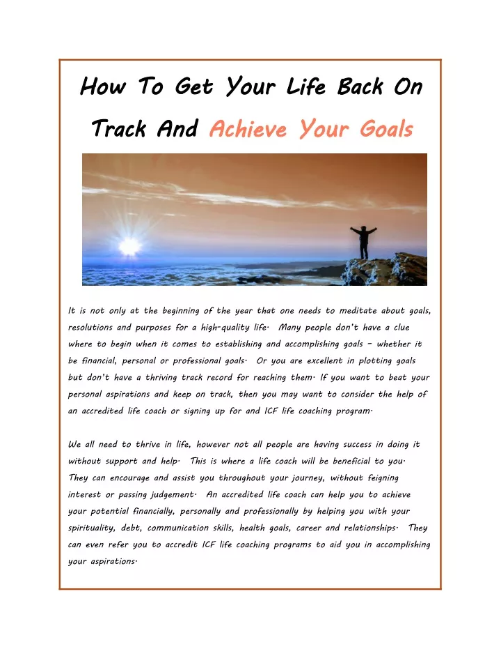 how to get your life back on track and