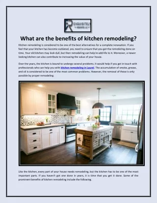 What are the benefits of kitchen remodeling?