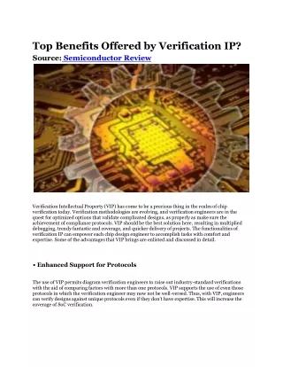 Top Benefits Offered by Verification IP?