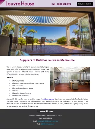 Suppliers of Outdoor Louvre in Melbourne