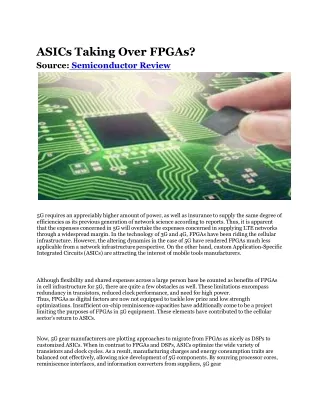 ASICs Taking Over FPGAs?