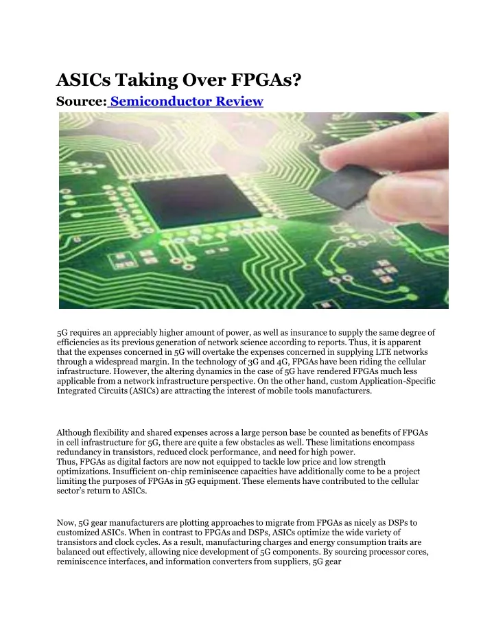 asics taking over fpgas source semiconductor