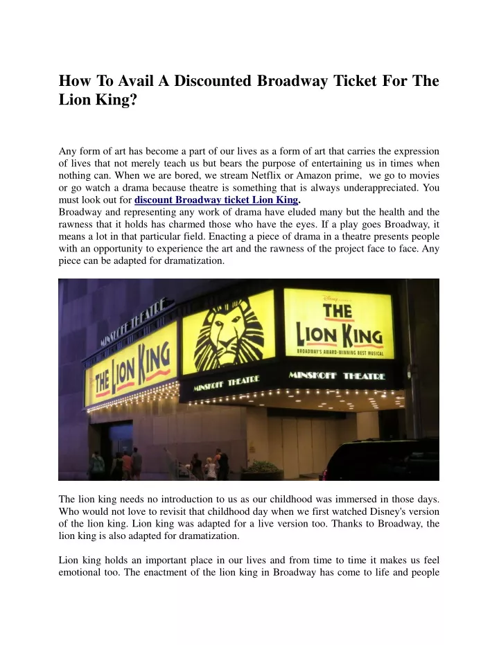 how to avail a discounted broadway ticket