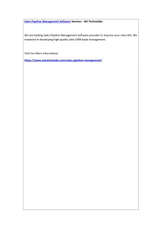 sales pipeline management software services
