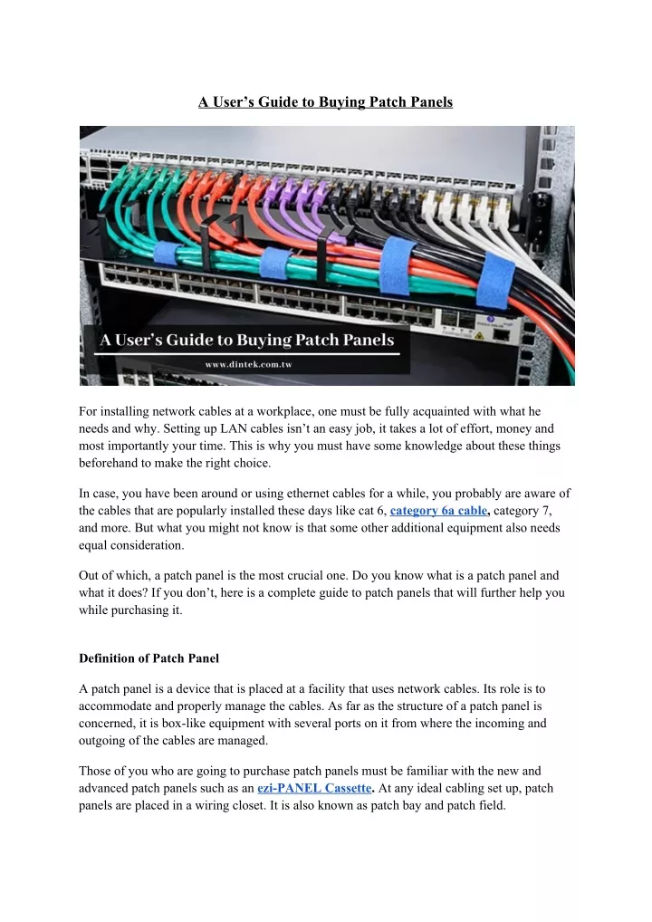 a user s guide to buying patch panels