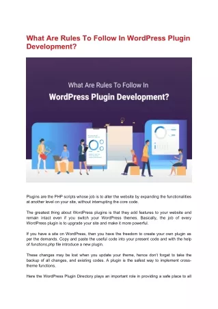 what are rules to follow in wordpress plugin