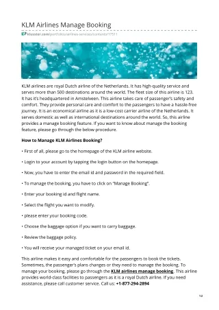 klm airlines manage booking