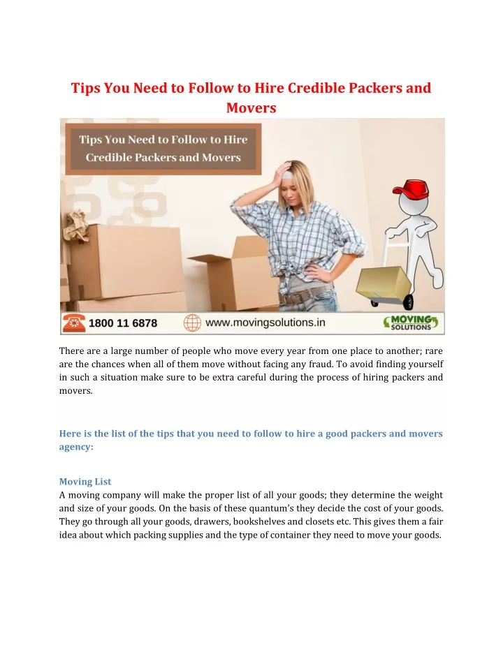 tips you need to follow to hire credible packers