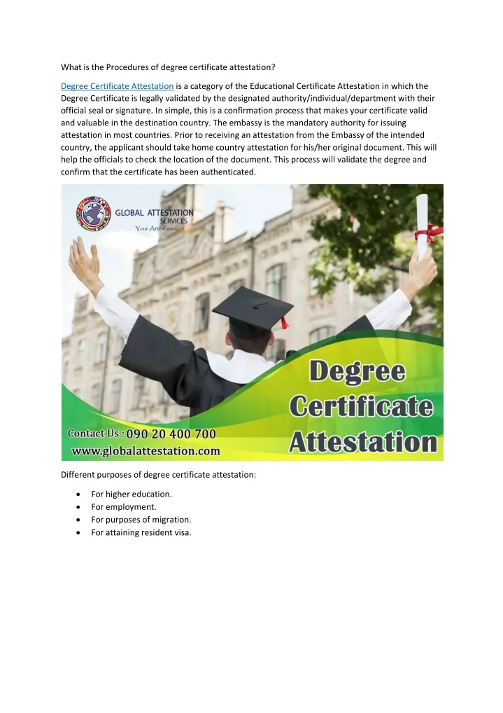 what is the procedures of degree certificate