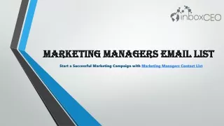 Start a Successful Marketing Campaign with Marketing Managers Contact List