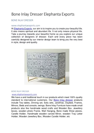 bone inlay dresser elephanta exports
