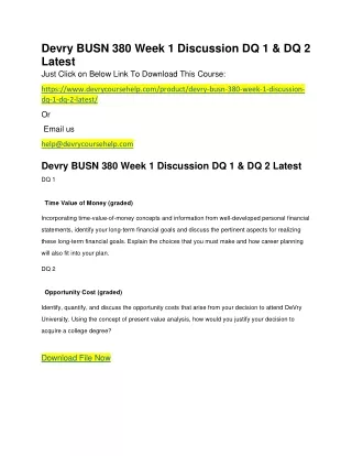 Devry BUSN 380 Week 1 Discussion DQ 1 & DQ 2 Latest