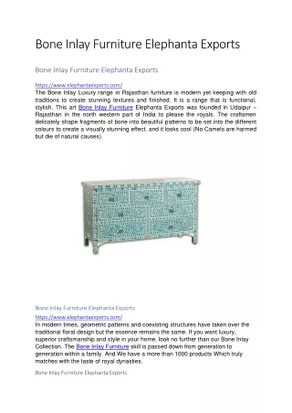 bone inlay furniture elephanta exports