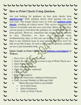 how to print checks using quicken