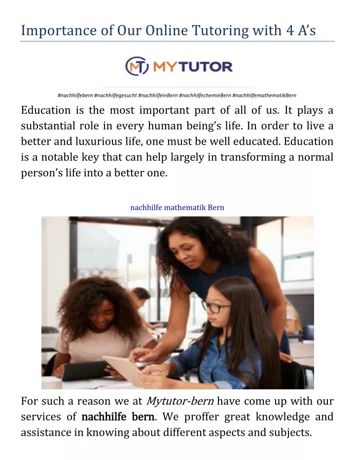 importance of our online tutoring with 4 a s