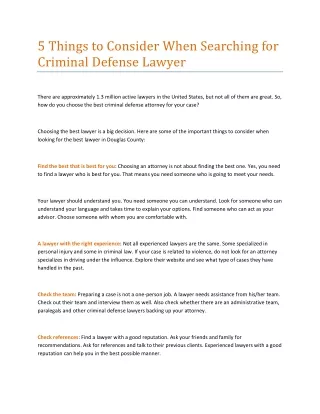 5 Things to Consider When Searching for Criminal Defense Lawyer