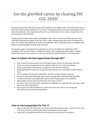 Get the glorified career by clearing SSC CGL 2020!