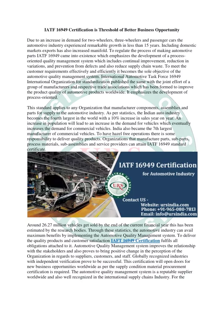 iatf 16949 certification is threshold of better