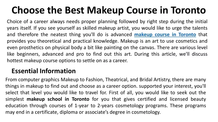 choose the best makeup course in toronto