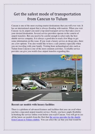 get the safest mode of transportation from cancun