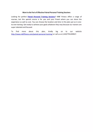 want to be part of effective paired personal
