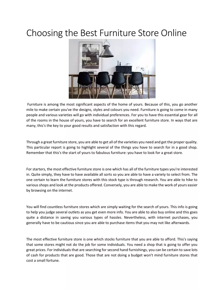 choosing the best furniture store online