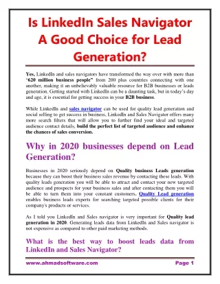 is linkedin sales navigator a good choice