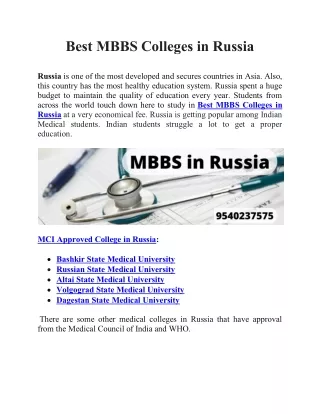 Best mbbs colleges in russia