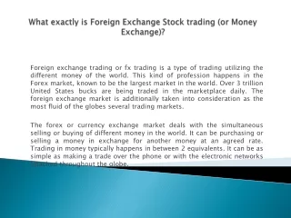 What exactly is Foreign Exchange Stock trading (