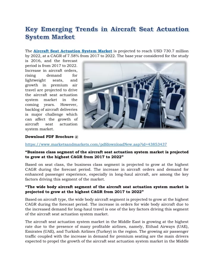 the aircraft seat actuation system market