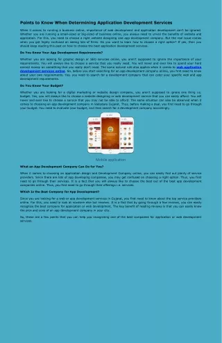 Points to Know When Determining Application Development Services