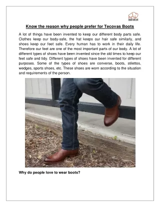 Know The reason why people prefer for Tecovas Boots