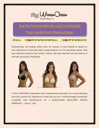 Buy the Best Invisible Bra and Comfortable Push-Up Bra from WomanOcean