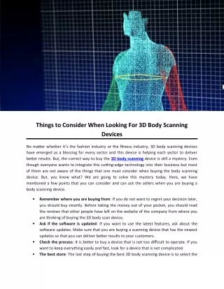 things to consider when looking for 3d body