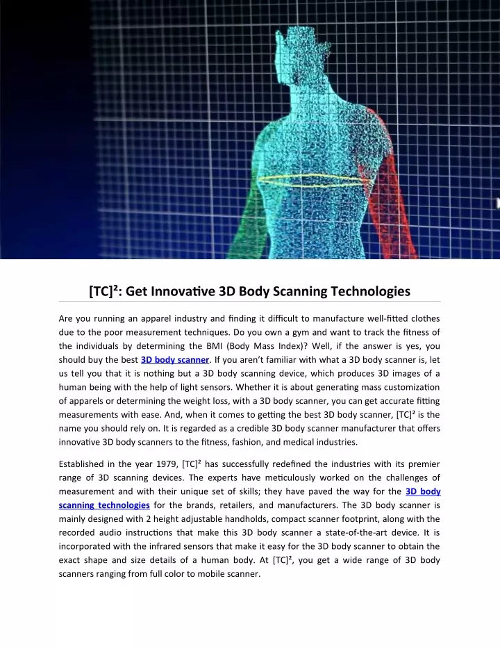 tc get innovative 3d body scanning technologies