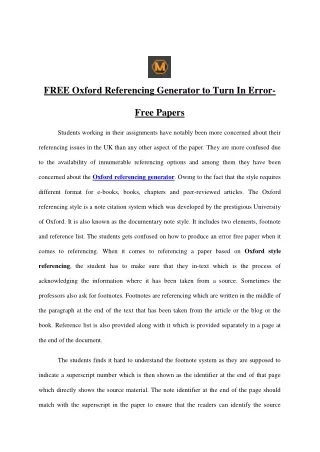 free oxford referencing generator to turn in error