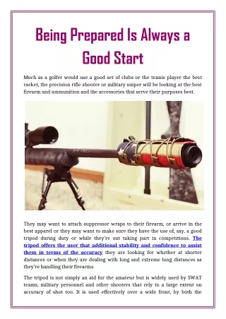 being prepared is always a good start