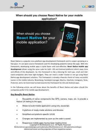when should you choose react native for your