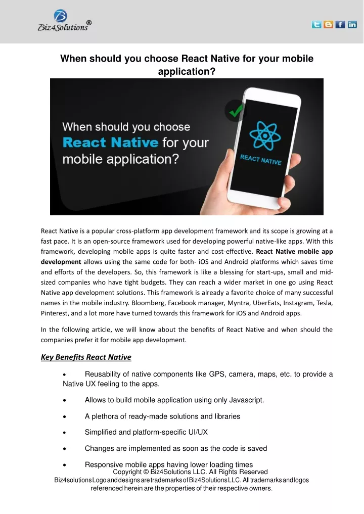 when should you choose react native for your