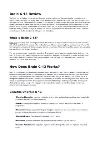 2020 Updated Brain C-13 Review – Solution For Focus Level And Concentration Abilities.